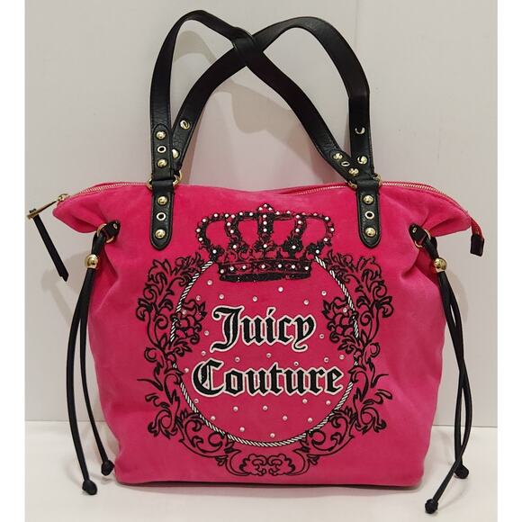 Juicy Couture Handbags - Hot Pink Juicy Couture Purse Zip Top Bag Handbag Y2K Velour Vintage